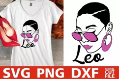 Leo Zodiac Sign svg, Black Woman in Glasses, Short Hair svg Product Image 2