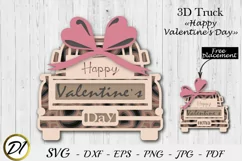 3d Layered valentine truck. 3d truck SVG. Valentine Cut File Product Image 1
