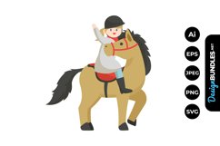 Girls Horse Riding Clipart Product Image 1