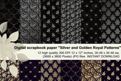 Silver and Golden Royal patterns, Vegetable scrapbook paper. Product Image 1