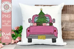 Doodle Truck with Christmas Tree | Pink Christmas Truck Product Image 1