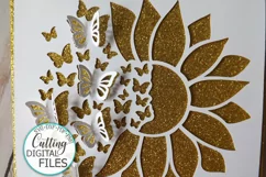 Pop up sunflower butterflies card svg dxf cut out template Product Image 4