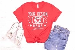 Bella Canvas 3001 Heather Red Mockup, Unisex Tshirt Mockup Product Image 1