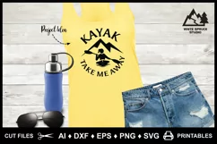 Kayaking SVG, Kayak Take Me Away, Mountains, Woman Kayaking Product Image 3