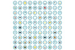 100 artistic icons set, flat style Product Image 1