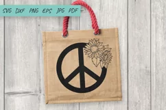 Sunflower Peace Sign SVG, Hippie SVG, Sunflower SVG Product Image 3