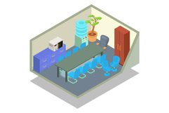 Meeting room concept banner, isometric style Product Image 1