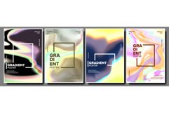 Gradient Fluid Poster Set Vector. Aurora Light. Chemical Product Image 1
