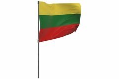 Lithuania flag on pole. Waving banner isolated. Product Image 1