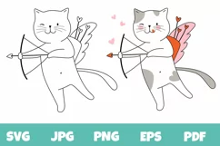 Valentine svg. Love SVG Cat SVG, Cute Cats Cupid Valentines Product Image 1