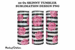 Pink Glitter Cheetah 20oz Skinny Tumbler Design PNG Product Image 3