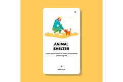 Animal Shelter Girl Feeding Homeless Cat Vector Product Image 1