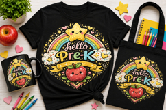 Hello Pre-K PNG | Cute Rainbow Back to School Design Product Image 1