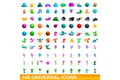 100 universal icons set, cartoon style Product Image 1