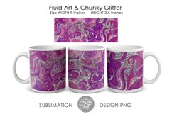 Sublimation mug template, fluid art, chunky glitter Product Image 3