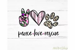 Peace Love Rescue png, Sublimation Png Product Image 1