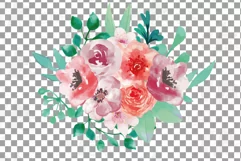 Coral and burgundy floral watercolor wedding bouquets decor Product Image 4
