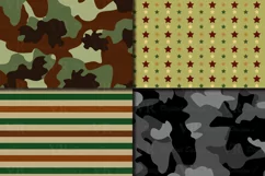 Military Digital paper / Army patterns / Camouflage backgrounds / Stripes and stars Scrapbooking paper Product Image 2