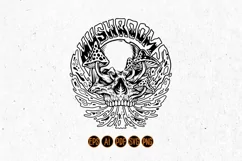 Mushrooms coming out of the skull Silhouette Svg Graphic Product Image 1