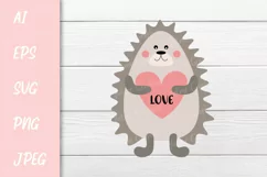 Valentine hedgehog SVG / Baby valentine SVG / Baby animals Product Image 1
