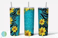 Yellow Flowers Tumbler | Zebra Print Sublimation Designs Product Image 6