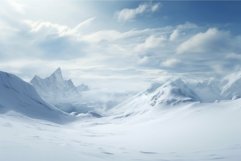 Tranquil scene of pristine snow-covered peaks under a soft b Product Image 1