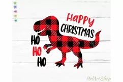 Plaid Dinosaur SVG, T-rex svg, Kids Christmas SVG Product Image 2