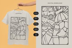 Surfing Doodle T-shirt | SVG Product Image 1