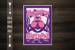 Girl Birthday Shark card for paper cut template svg dxf file Product Image 3