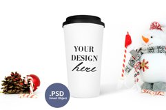 Christmas travel mug mockup, Full wrap mockup Glitter mockup Product Image 1