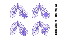 Icons of Lung Disease, Bronchitis, COPD, and Pneumonia Product Image 1