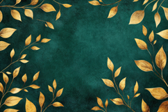 Gold Leaf and Green Watercolor Background Wallpaper Product Image 1