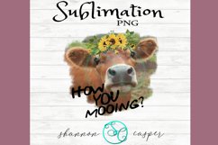 Cute Flirty Cow with Sunflowers | Sublimation File Product Image 1