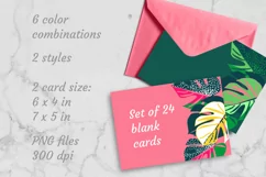 Blank Cards with Monstera Tropical Leaves 24 PNG files Product Image 1