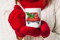 Red Truck Christmas. Christmas Watercolor. Christmas Card Product Image 4