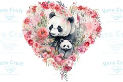 Watercolor Mom and Baby Exotic Animals in Carnations Wreath Product Image 11