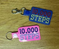 ITH 10,000 Steps Vinyl Key Fob or Bag Tag - Snap Tab Machine Embroidery Product Image 3
