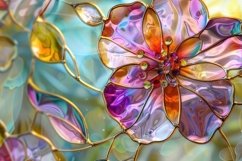 Stained Glass Flowers Background Wallpaper Product Image 1