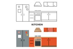 Flat kitchen concept isolated on white background Product Image 1