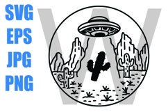 UFO Abduction a cactus - SVG EPS JPG PNG Product Image 1