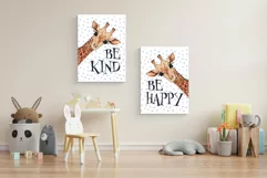 Cute Giraffe Nursery Prints | Set of 3 Prints | Kids Art Product Image 2