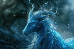 Majestic blue fantasy creature in mystical setting Product Image 1