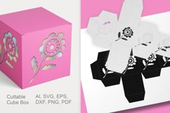 Cuttable Cube Gift Box with Flower Shape Holes SVG Product Image 3