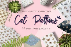 Cat watercolor patterns  - Free Design of The Week Product Image 1