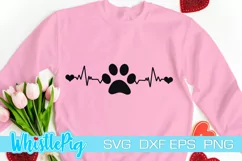 Cute Paw Print Svg Paw Print Heartbeat SVG Cute Pet Svg Dog Product Image 1
