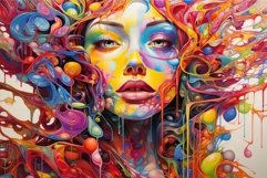 Surreal portrait of a woman with vibrant abstract elements Product Image 1