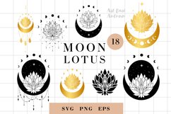 Floral moon svg bundle, Lotus svg, Moon phases svg, Mystical Product Image 1