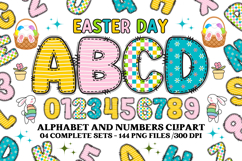Easter Day Alphabet png clipart, easter day letters doodle Product Image 1