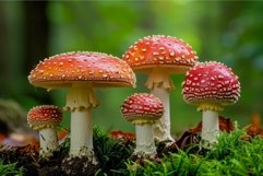 Vibrant Amanita muscaria mushroom. Generate Ai Product Image 1