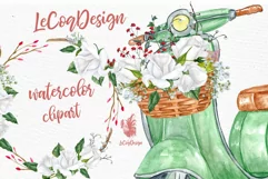 Watercolor roses clipart ROSES BOUQUETS White flowers  Product Image 2